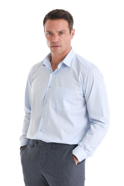 Mavi Klasik Fit Slim Yaka Pamuklu Uzun Kollu Klasik Gömlek - 3