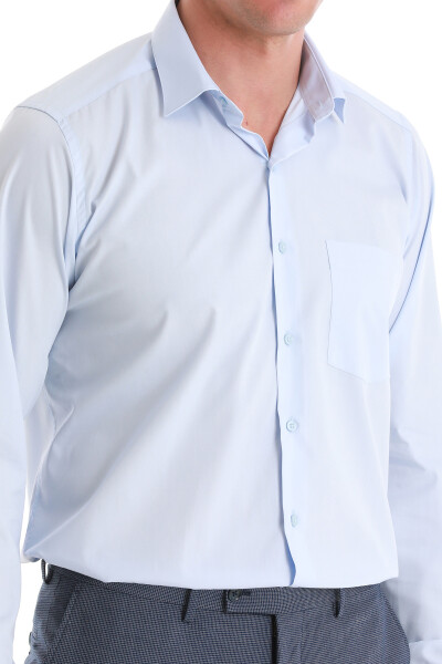 Mavi Klasik Fit Slim Yaka Pamuklu Uzun Kollu Klasik Gömlek - 5