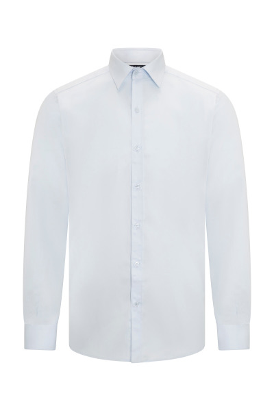 Mavi Klasik Fit Slim Yaka 100% Pamuk Uzun Kollu Saten Gömlek 