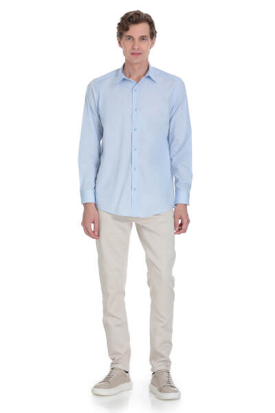 Mavi Klasik Fit Slim Yaka Pamuklu Uzun Kollu Gömlek - 4