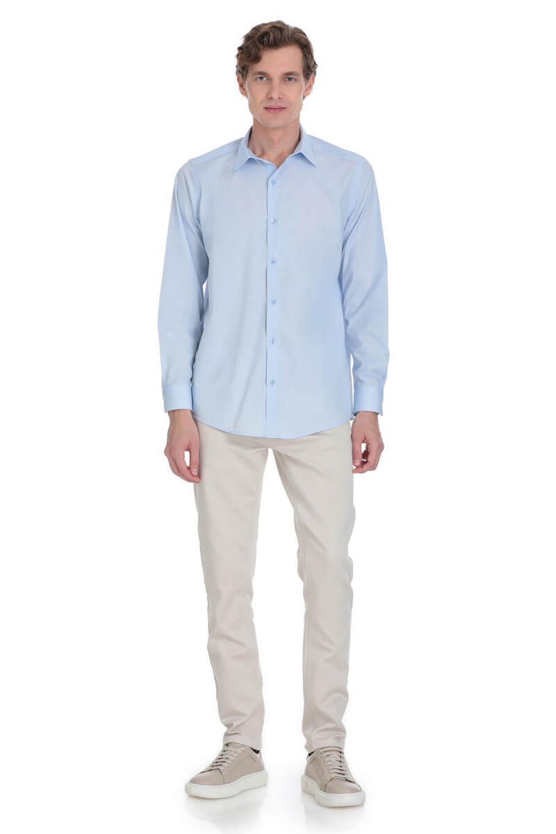 Mavi Klasik Fit Slim Yaka Pamuklu Uzun Kollu Gömlek - Hatemoğlu (1)