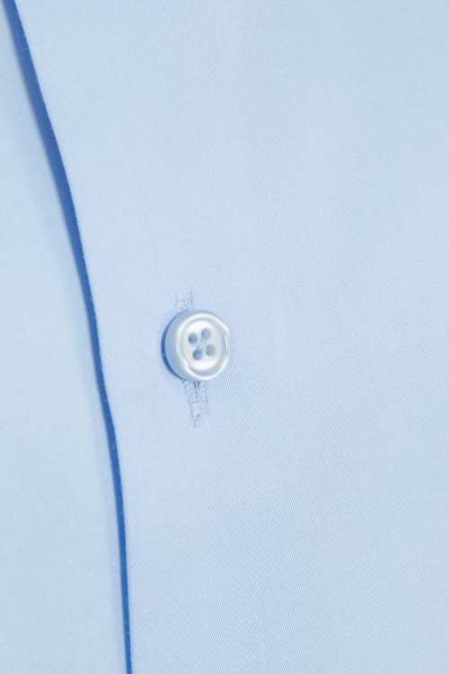 Mavi Klasik Fit Düz 100% Pamuk Slim Yaka Uzun Kollu Klasik Saten Gömlek - Thumbnail (2)