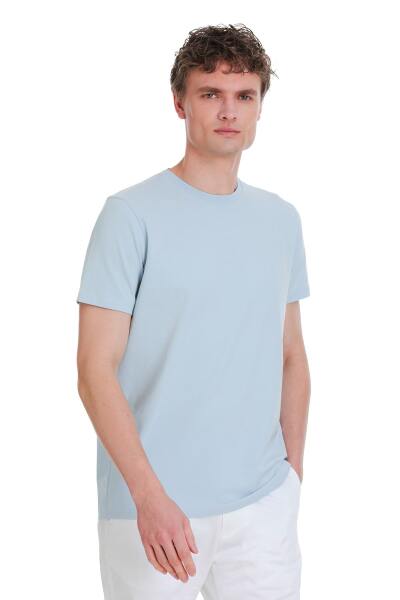 Mavi Regular Fit Bisiklet Yaka Pamuklu Tişört - 3