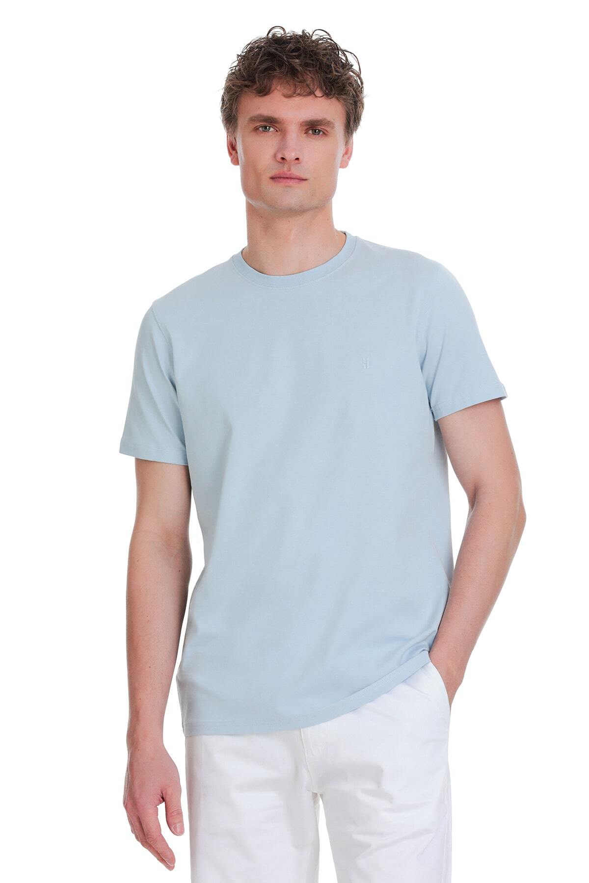 Mavi Regular Fit Bisiklet Yaka Pamuklu Tişört - 1