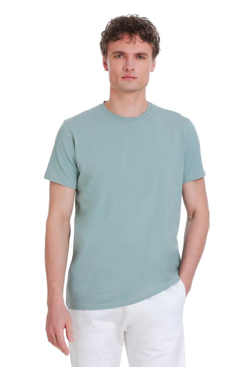 Mavi Regular Fit Bisiklet Yaka Pamuklu Tişört - HTML