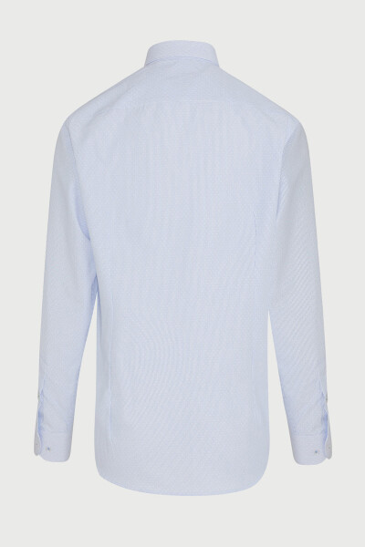 Mavi Regular Fit Çizgili Pamuklu Düğmeli Yaka Uzun Kollu Casual Gömlek - 3