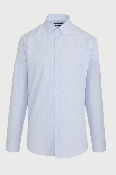 Mavi Regular Fit Çizgili Pamuklu Düğmeli Yaka Uzun Kollu Casual Gömlek - 2