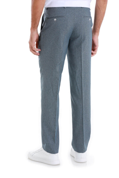 Mavi Regular Fit Çizgili Yandan Cepli Kumaş Pantolon - 4