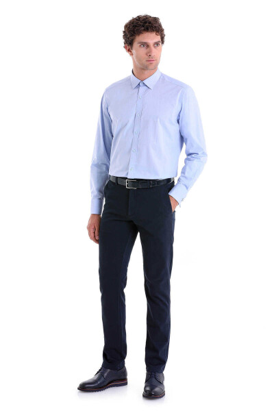 Mavi Regular Fit Desenli 100% Pamuk Slim Yaka Manşetli Uzun Kol Klasik Gömlek - 4