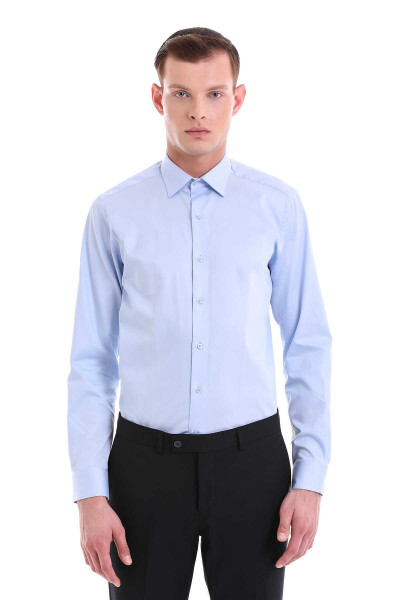 Mavi Regular Fit 100% Pamuklu Slim Yaka Uzun Kollu Klasik Gömlek - 1