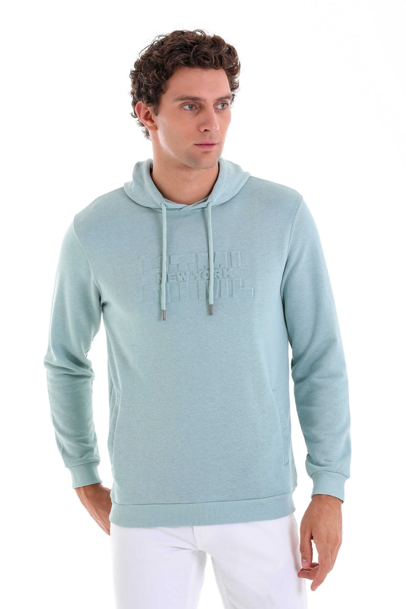 Mavi Regular Fit Pamuklu Kapüşonlu Kanguru Cepli Sweatshirt - HTML (1)