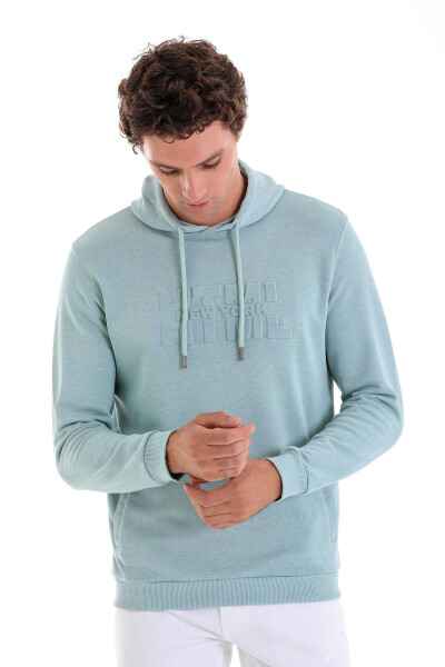 Mavi Regular Fit Pamuklu Kapüşonlu Kanguru Cepli Sweatshirt - 6