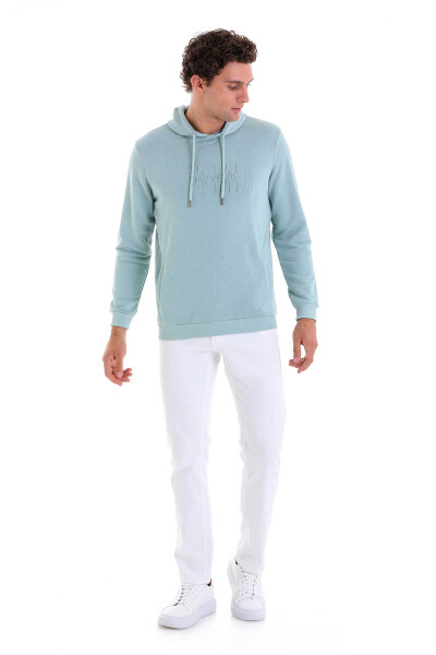 Mavi Regular Fit Pamuklu Kapüşonlu Kanguru Cepli Sweatshirt - 8