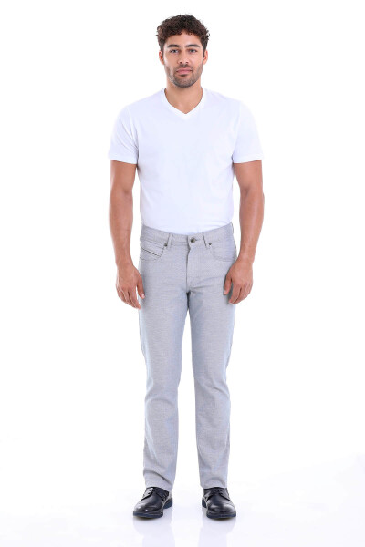 Gri Regular Fit Desenli Pamuklu 5 Cep Kanvas Pantolon - 4