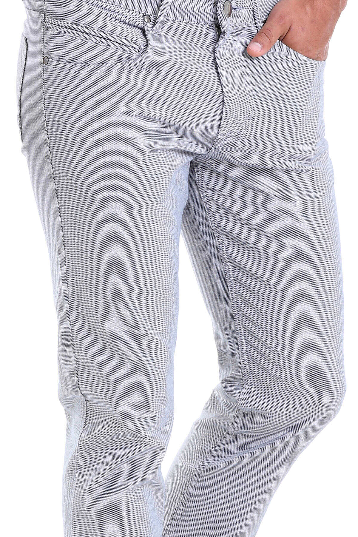 Gri Regular Fit Desenli Pamuklu 5 Cep Kanvas Pantolon - 5