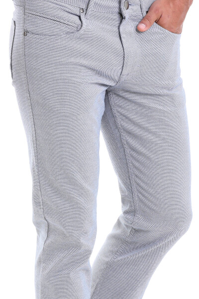 Gri Regular Fit Desenli Pamuklu 5 Cep Kanvas Pantolon - 5