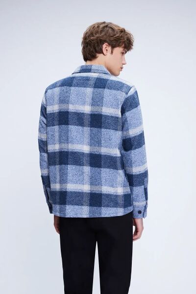 Mavi Regular Fit Shacket Uzun Kol Pamuklu Kareli Gömlek - 5