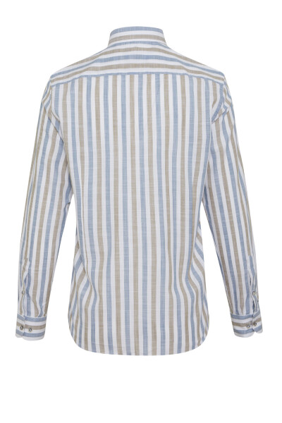 Mavi Slim Fit %100 Pamuk Çizgili Gömlek - 2
