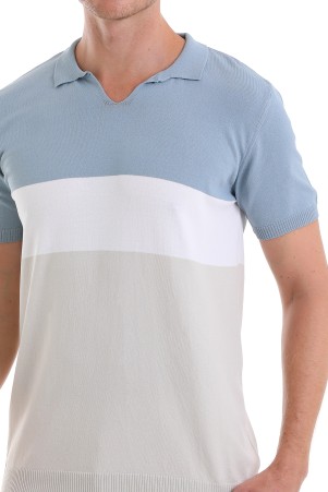 Mavi Slim Fit Desenli Polo Yaka Casual Rayon Tişört - Thumbnail