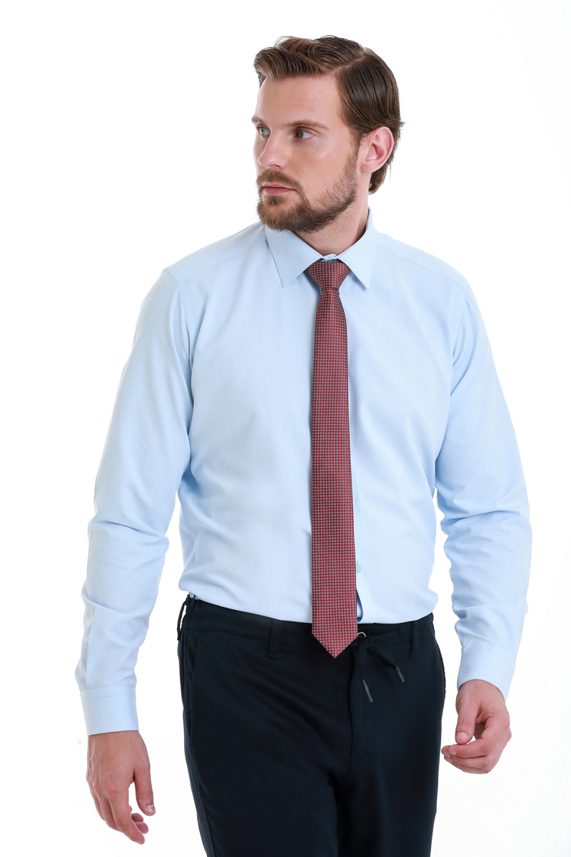 Mavi Slim Fit Slim Yaka Pamuklu Uzun Kollu Gömlek - Hatemoğlu (1)