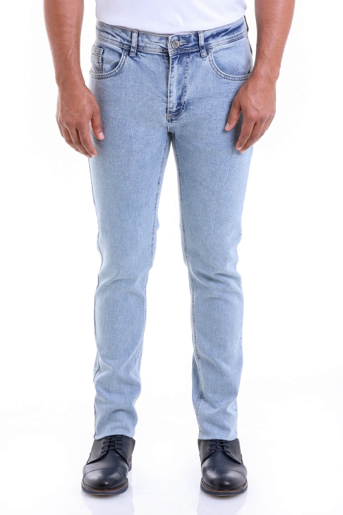 Hatem Saykı - Mavi Dinamik Fit Düz Pamuklu 5 Cep Kot Pantolon