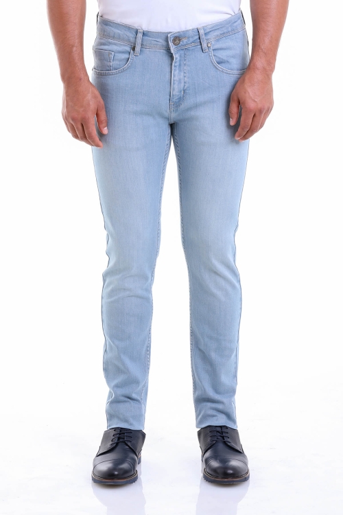 HTML - Mavi Slim Fit Düz Pamuklu 5 Cep Kot Pantolon