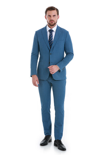 Mavi Slim Fit Mono Yaka Basic Takım Elbise - 7