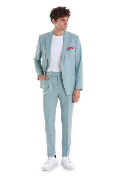 Mavi Slim Fit Mono Yaka Klasik Takım Elbise - 8