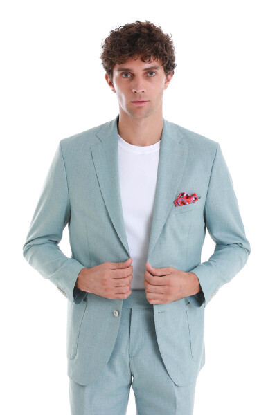 Mavi Slim Fit Mono Yaka Klasik Takım Elbise - 2