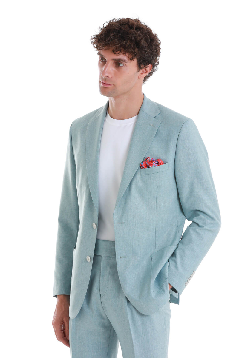 Mavi Slim Fit Mono Yaka Klasik Takım Elbise - HTML (1)