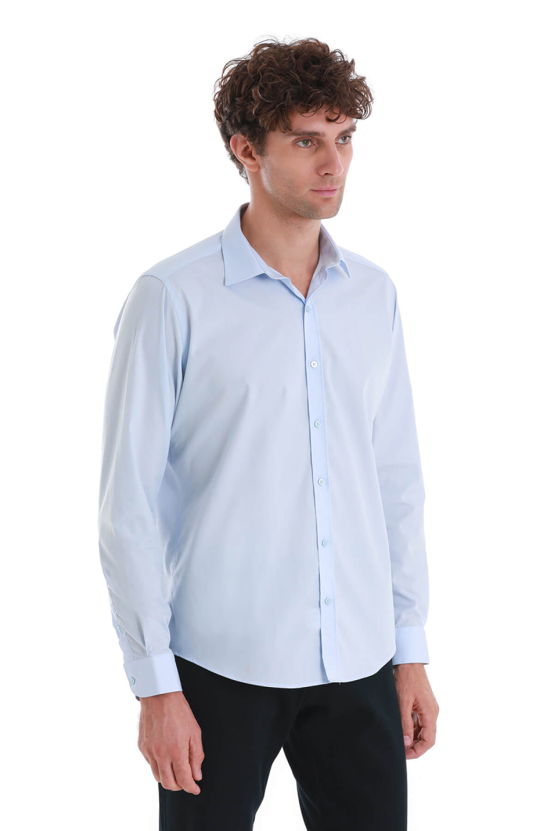 Mavi Slim Fit Slim Yaka Pamuklu Uzun Kollu Spor Gömlek - Hatemoğlu (1)