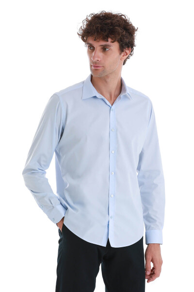 Mavi Slim Fit Slim Yaka Pamuklu Uzun Kollu Spor Gömlek - 5