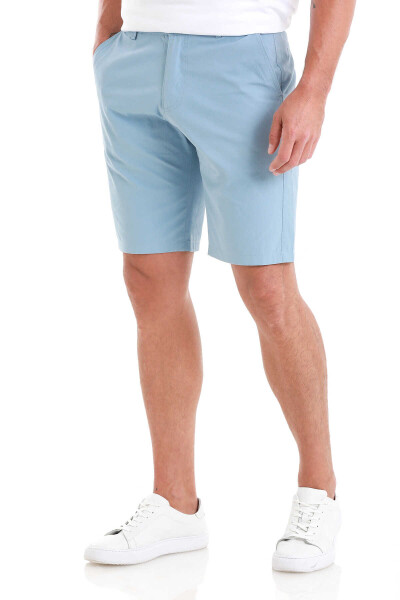 Mavi Slim Fit Düz Yandan Cepli Basic Şort - 8