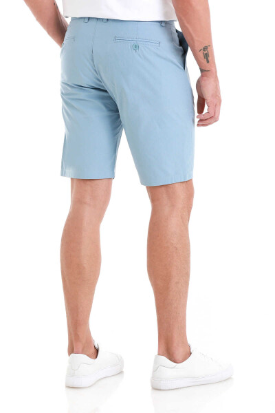 Mavi Slim Fit Düz Yandan Cepli Basic Şort - 9