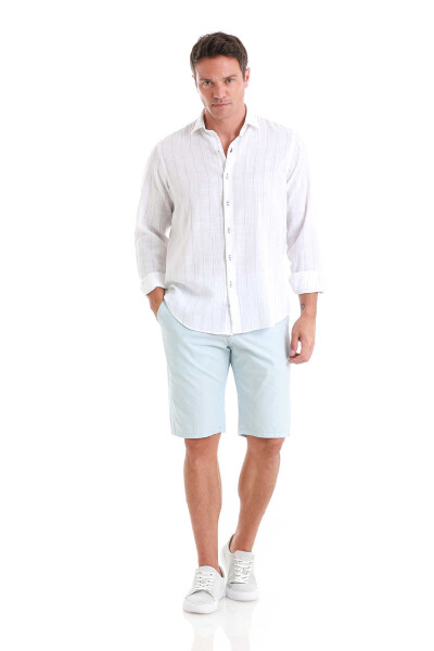 Mavi Slim Fit Düz Yandan Cepli Basic Şort - 2