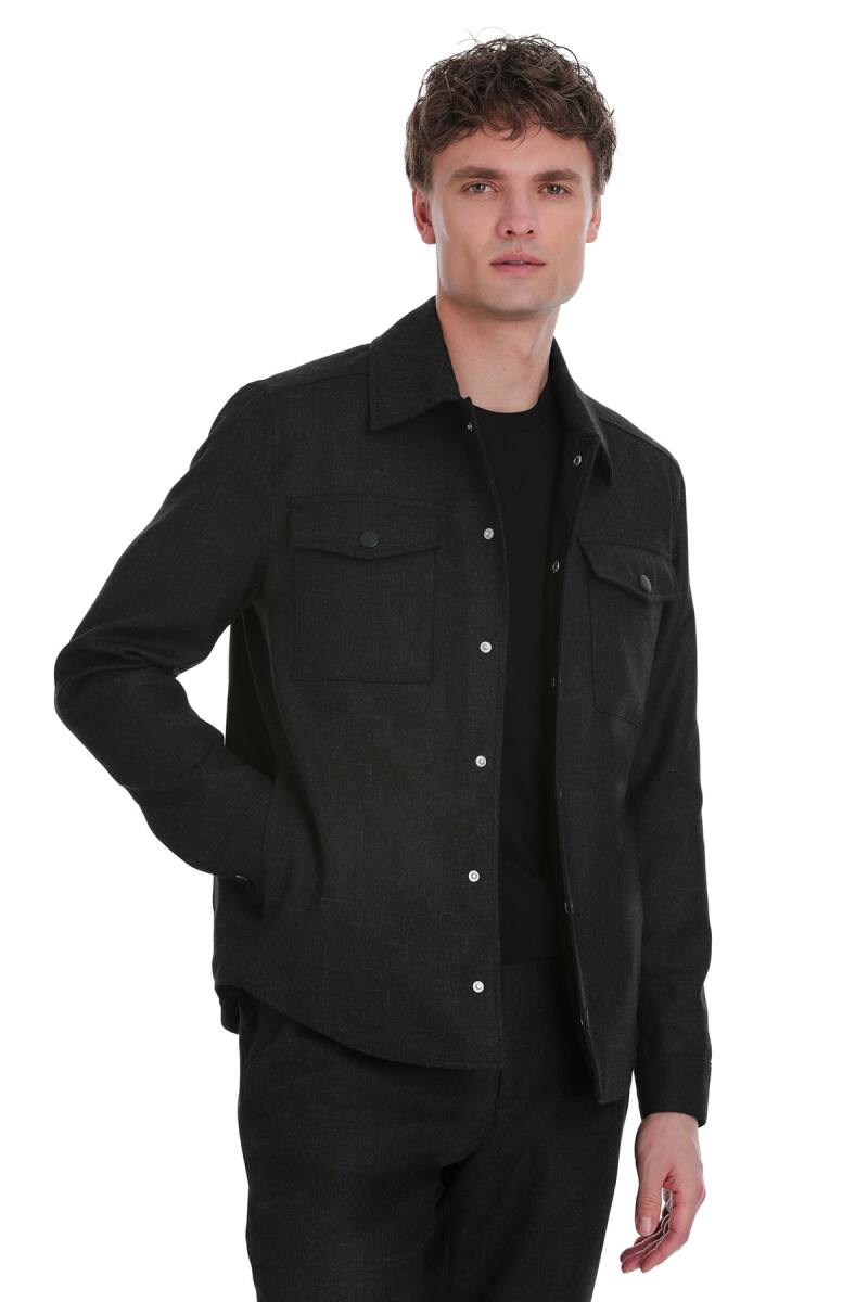 Siyah Slim Fit Mono Yaka Casual Overshirt Takım - Hatemoğlu (1)