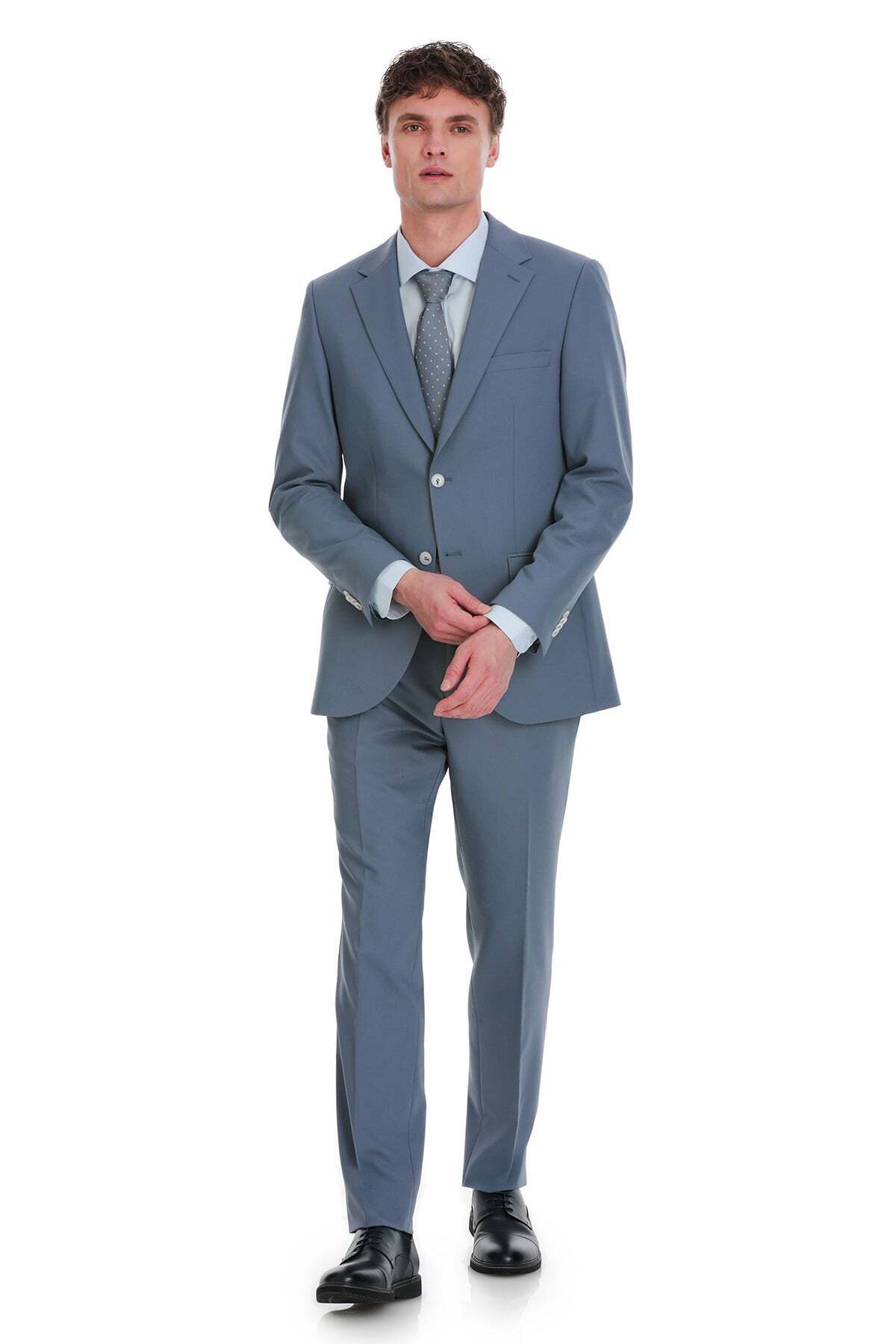 Mavi Slim Fit Mono Yaka Klasik Takım Elbise - 1