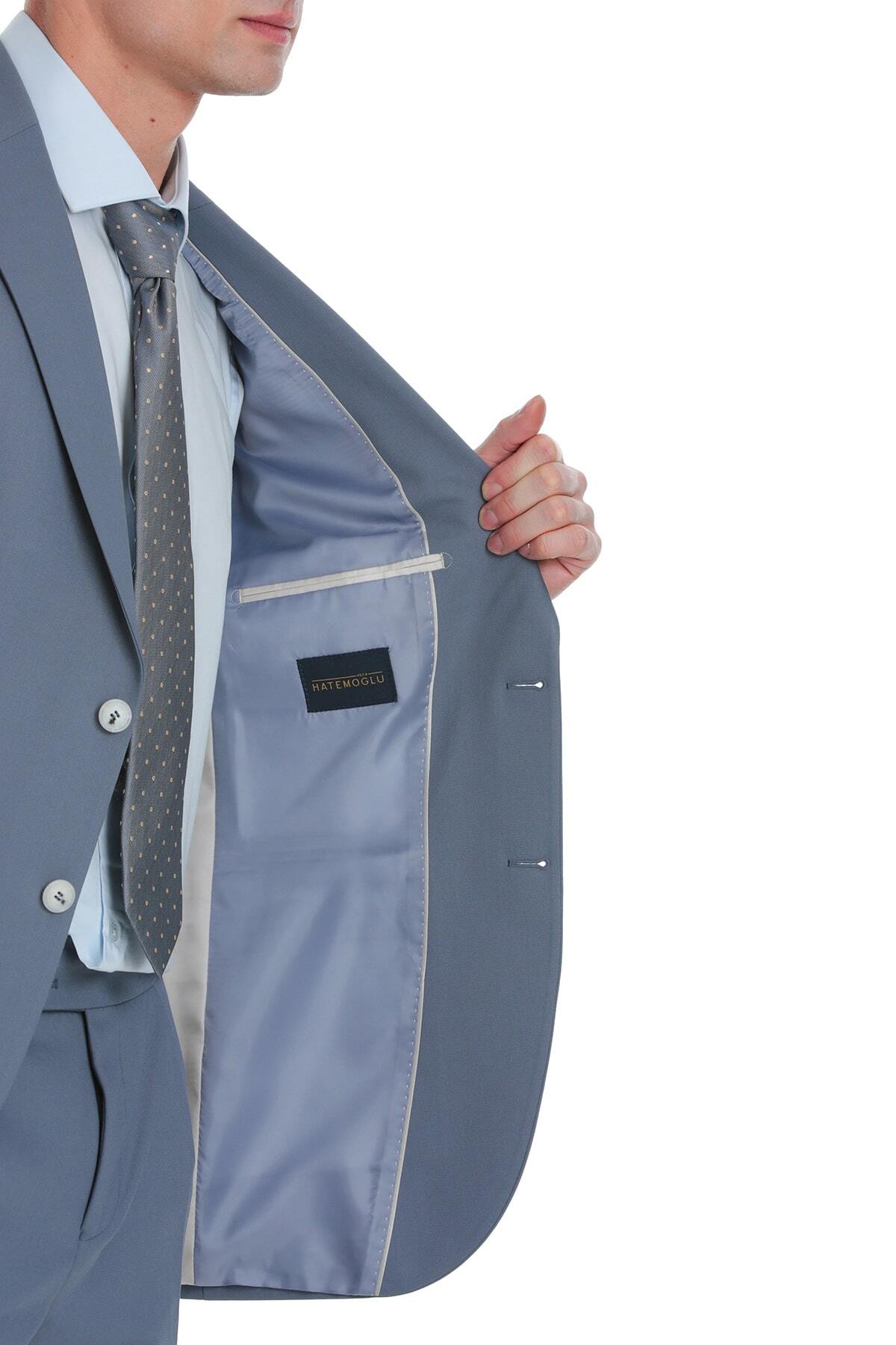 Mavi Slim Fit Mono Yaka Klasik Takım Elbise - 3