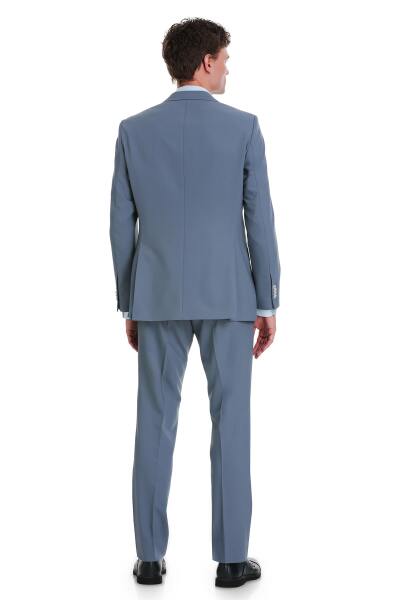 Mavi Slim Fit Mono Yaka Klasik Takım Elbise - 5