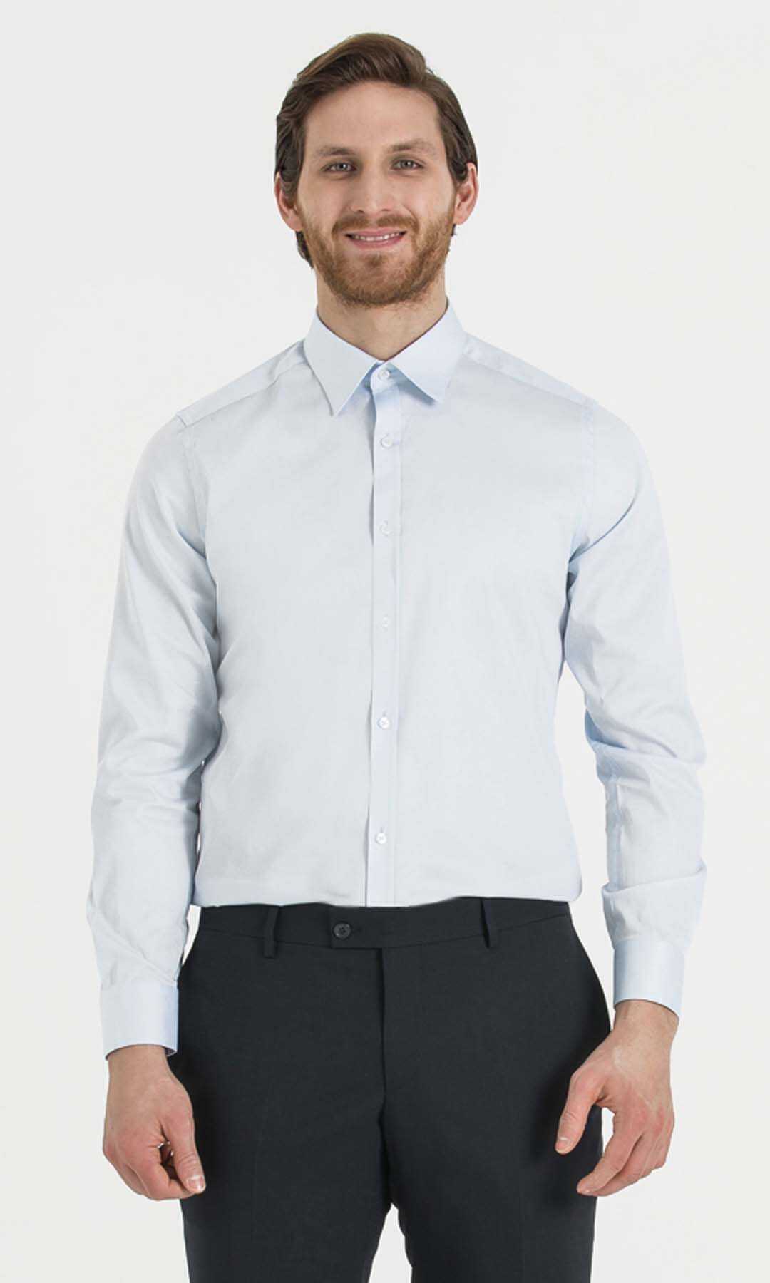 Mavi Slim Fit Pamuklu Gömlek - 1