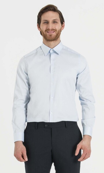 Mavi Slim Fit Pamuklu Gömlek - 6