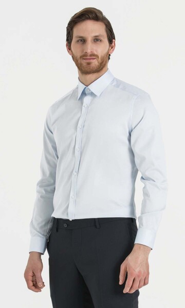 Mavi Slim Fit Pamuklu Gömlek - 8