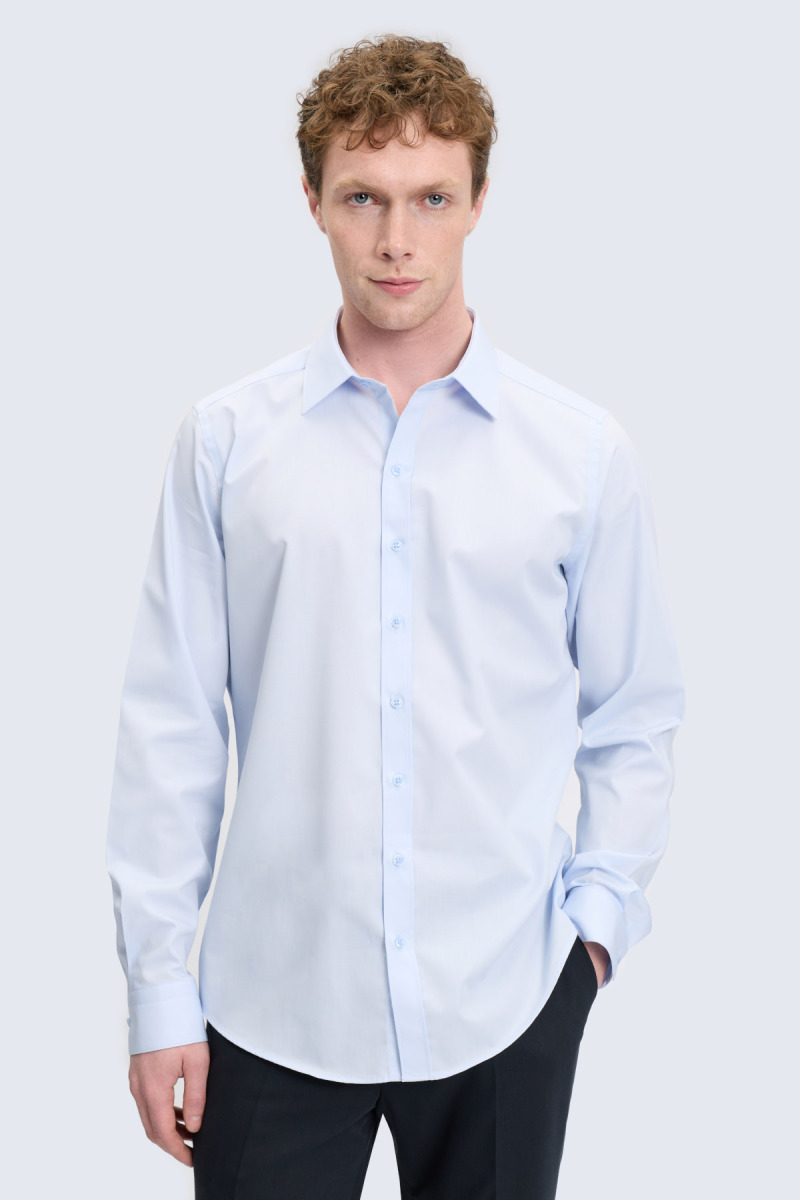 Mavi Slim Fit Slim Yaka Pamuklu Uzun Kollu Gömlek