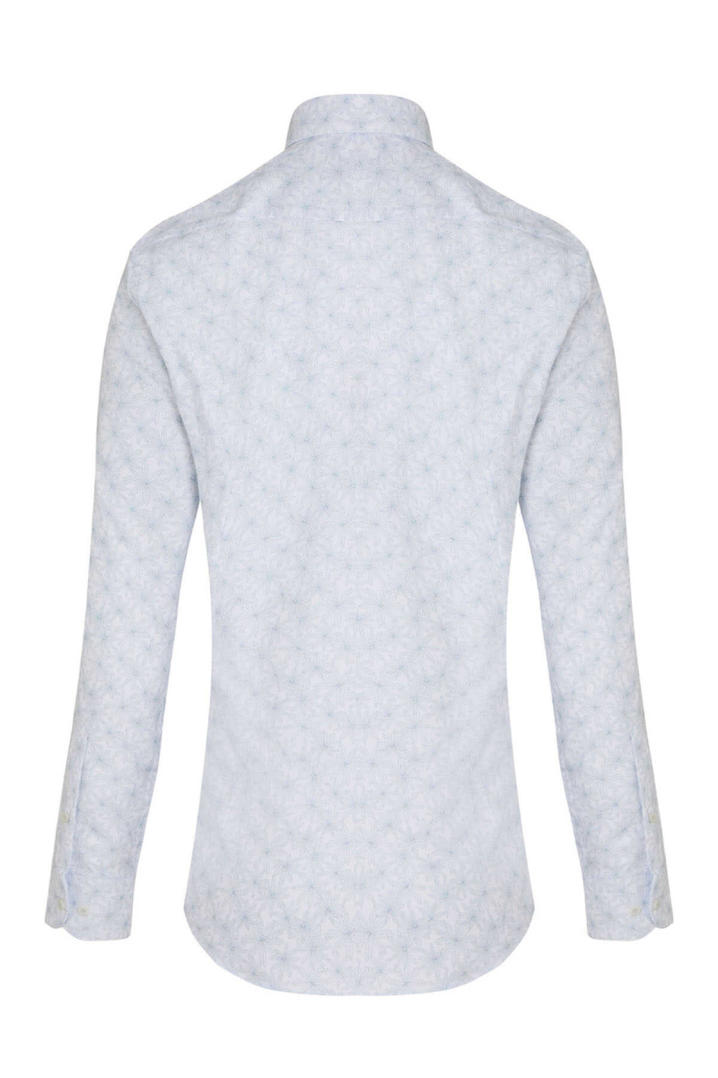 Mavi Slim Fit Baskılı 100% Pamuk Düğmeli Yaka Uzun Kollu Casual Gömlek - Hatemoğlu (1)