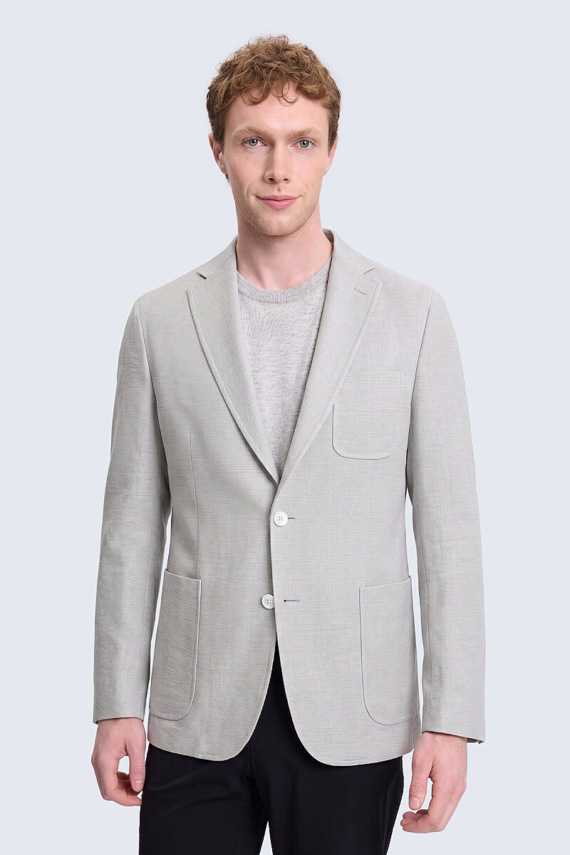 Taş Comfort Fit Mono Yaka Klasik Keten Ceket