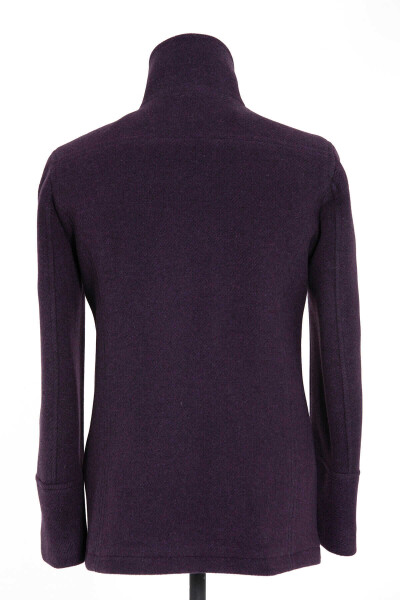 Mor Yaka Detaylı Yünlü Kaban - 2