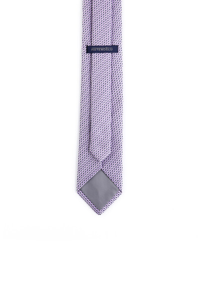 Mor Desenli Klasik Micro Kravat - 3