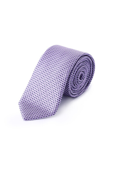 Mor Desenli Klasik Micro Kravat - 6