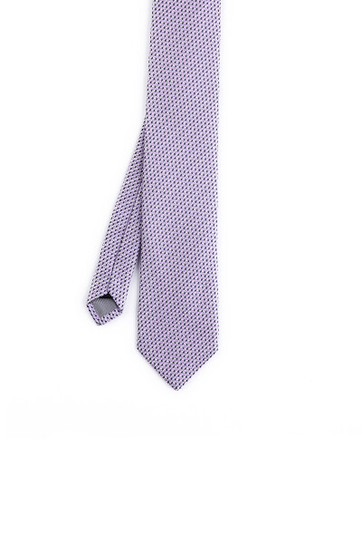 Mor Desenli Klasik Micro Kravat - 8