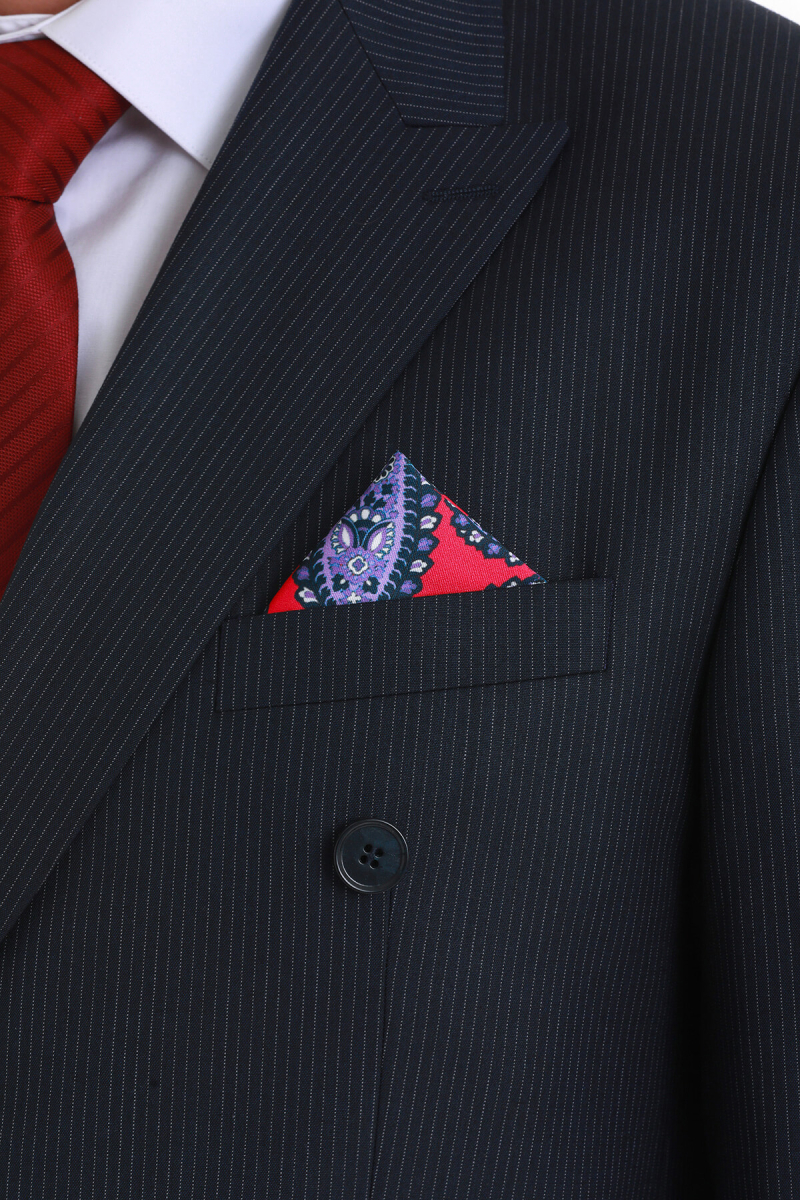 Mor Desenli Klasik Saten Cep Mendili - Hatem Saykı (1)